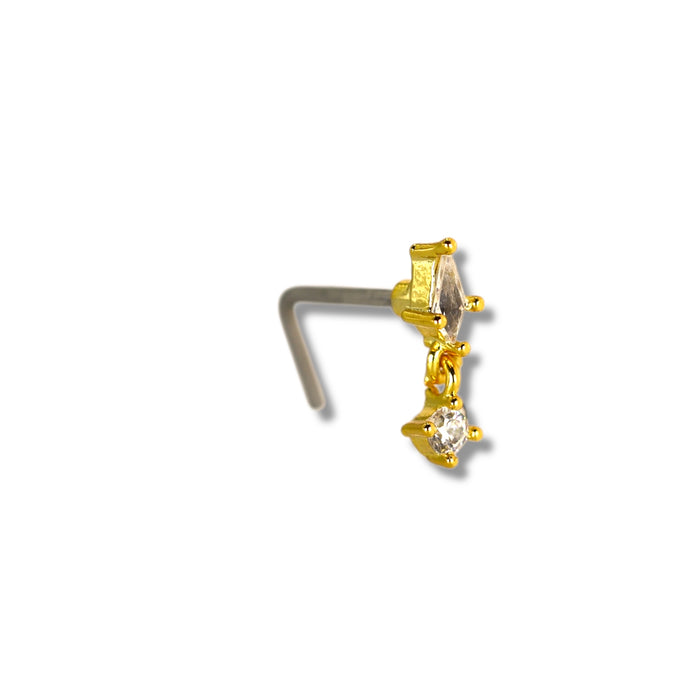 Piercing nez doré avec petit pendentif mobile - Acier Inoxydable ✨