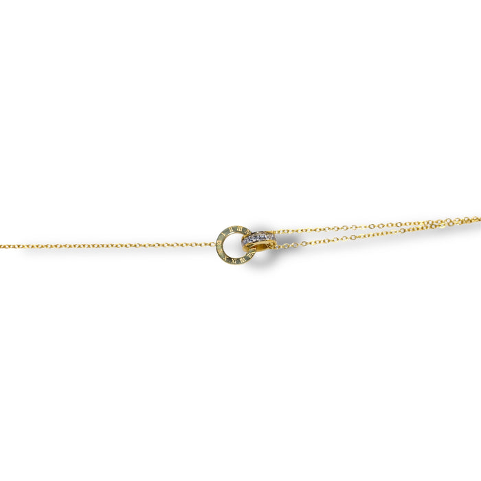 Bracelet raffiné – Anneau gravé & cercle zirconium ✨