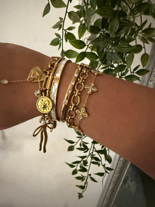 Bracelet avec trèfles en zirconium - Acier inoxydable ✨