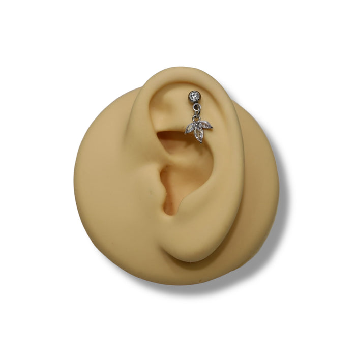 Piercing Feuille Suspendue Argent - Acier Inoxydable ✨