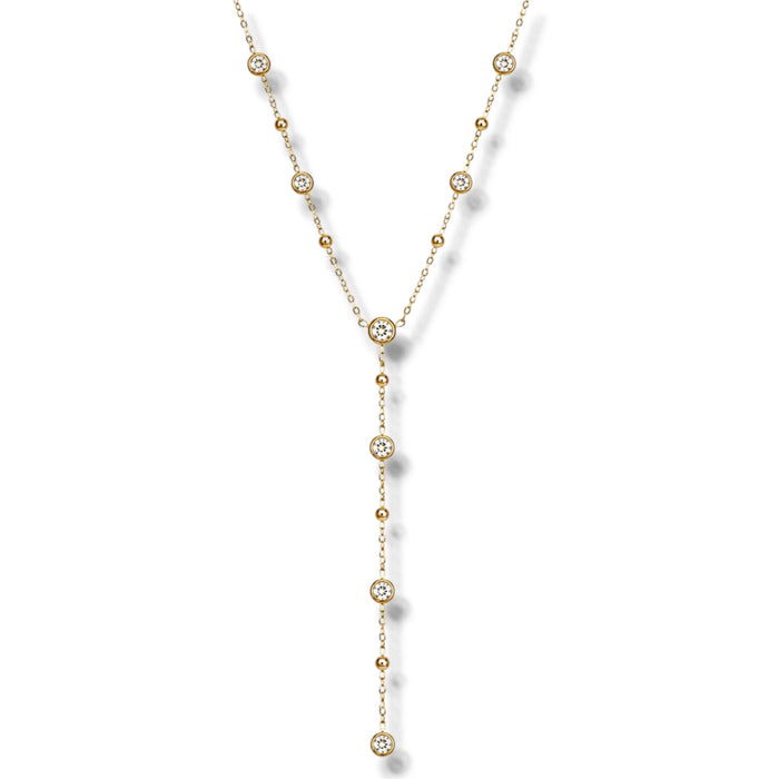 Collier Y Boules Zirconium Doré - Acier inoxydable ✨